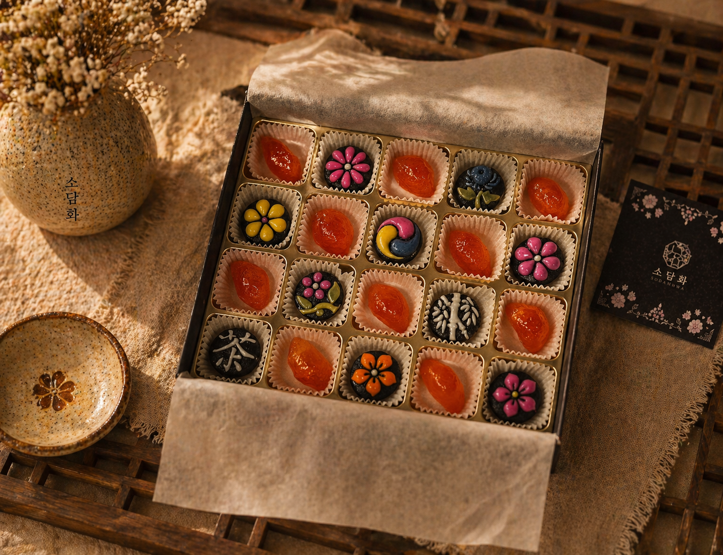 🌸🍊 흑임자꽃다식 &금귤정과 세트-Black Sesame Flower Dasik &Kumquat Jeonggwa Set